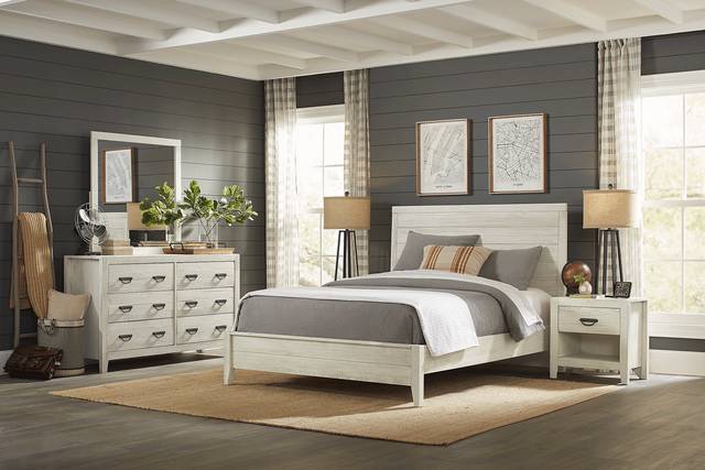 Palm Grove White 5 Pc Queen Panel Bedroom - Thumbnail - Image 1