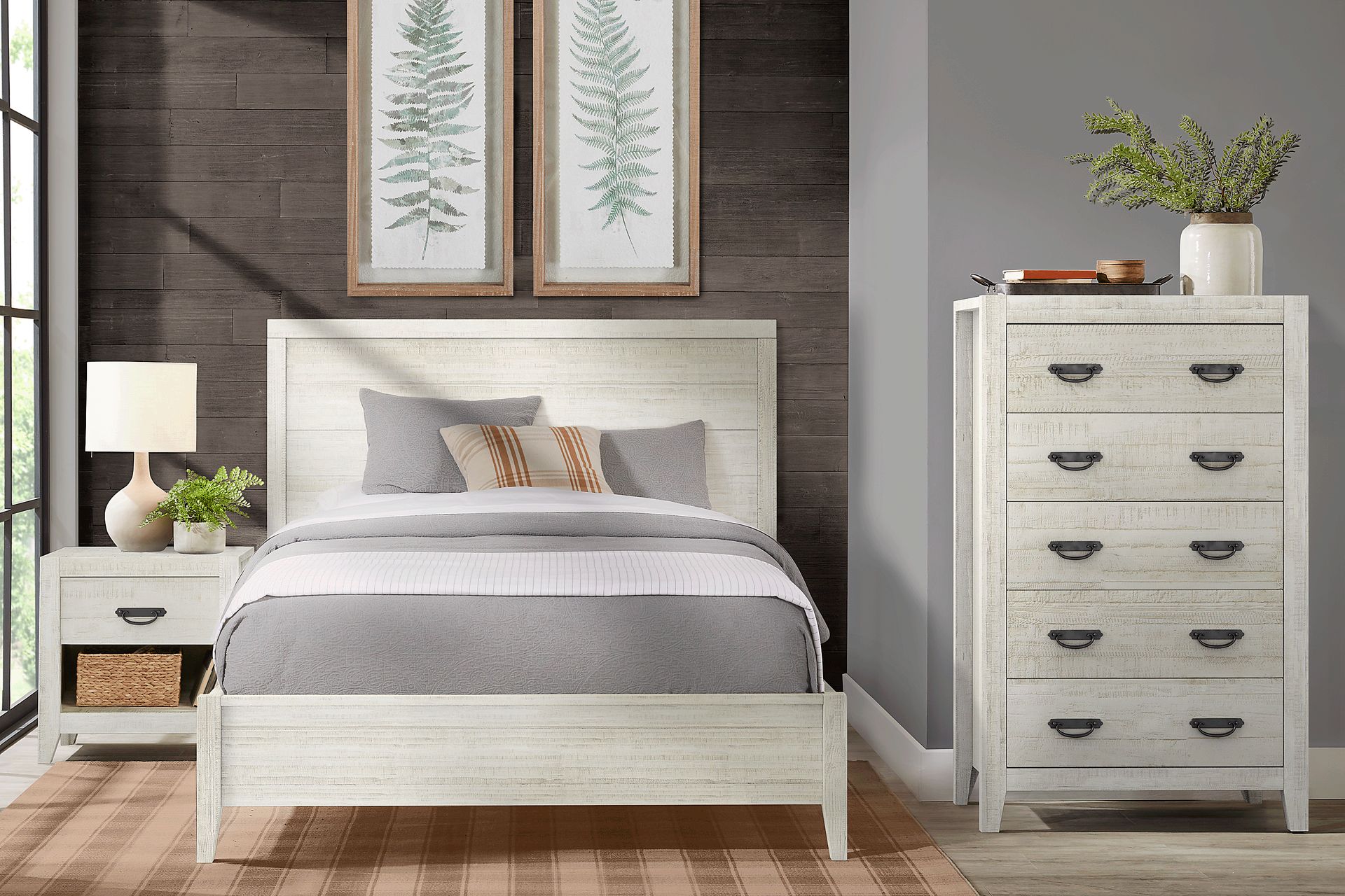 Palm Grove White 3 Pc Queen Panel Bed - Image 2