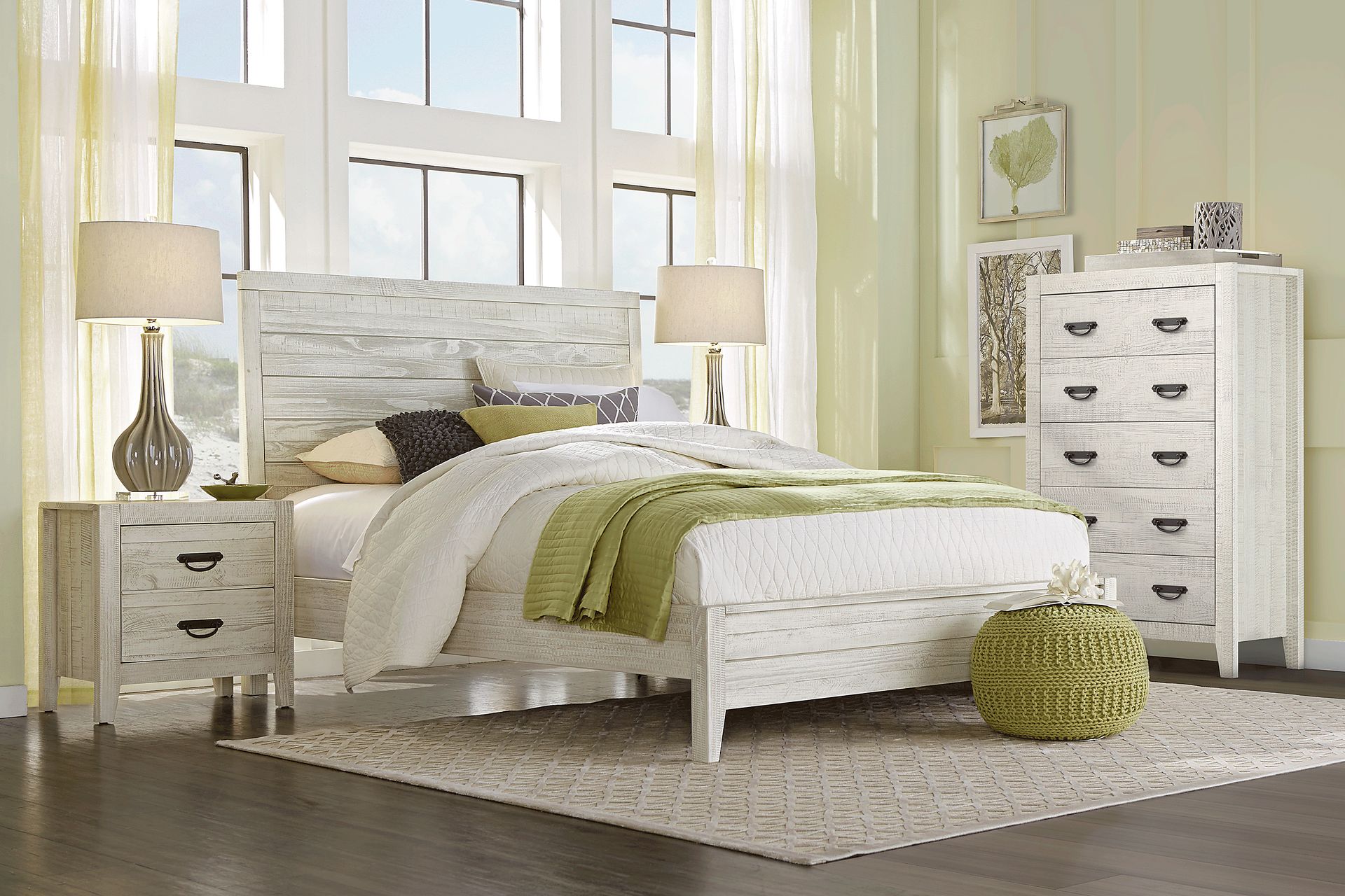 Palm Grove White 5 Pc Queen Panel Bedroom - Image 1