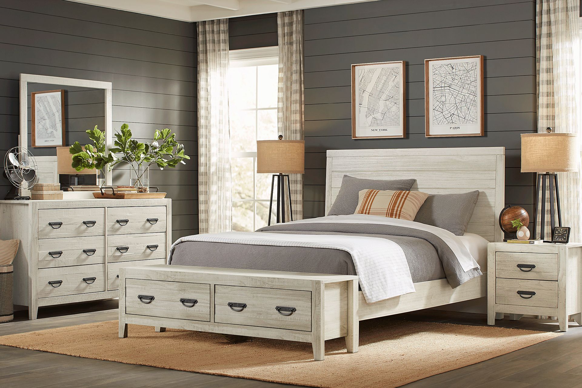Palm Grove White 5 Pc Queen Storage Bedroom - Image 1