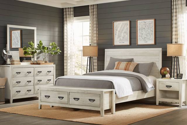 Palm Grove White 7 Pc King Storage Bedroom - Thumbnail - Image 1