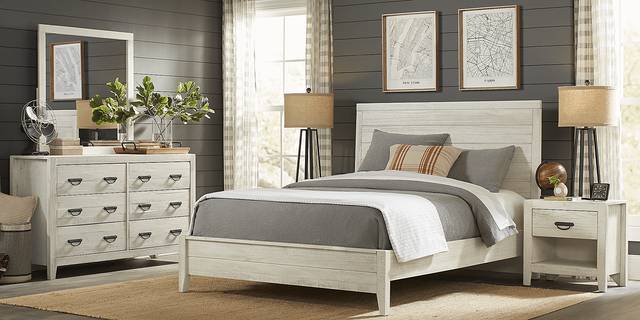 Palm Grove White 7 Pc Queen Panel Bedroom - Thumbnail - Image 1