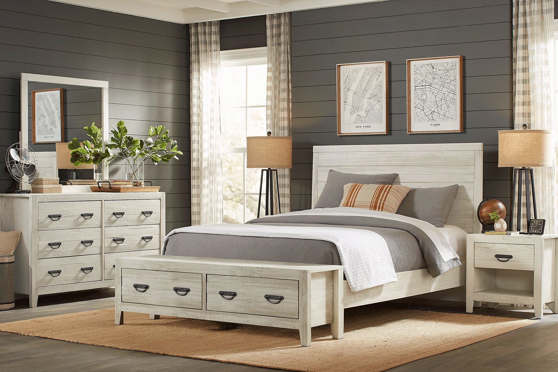 Palm Grove White 7 Pc Queen Storage Bedroom - Image 1