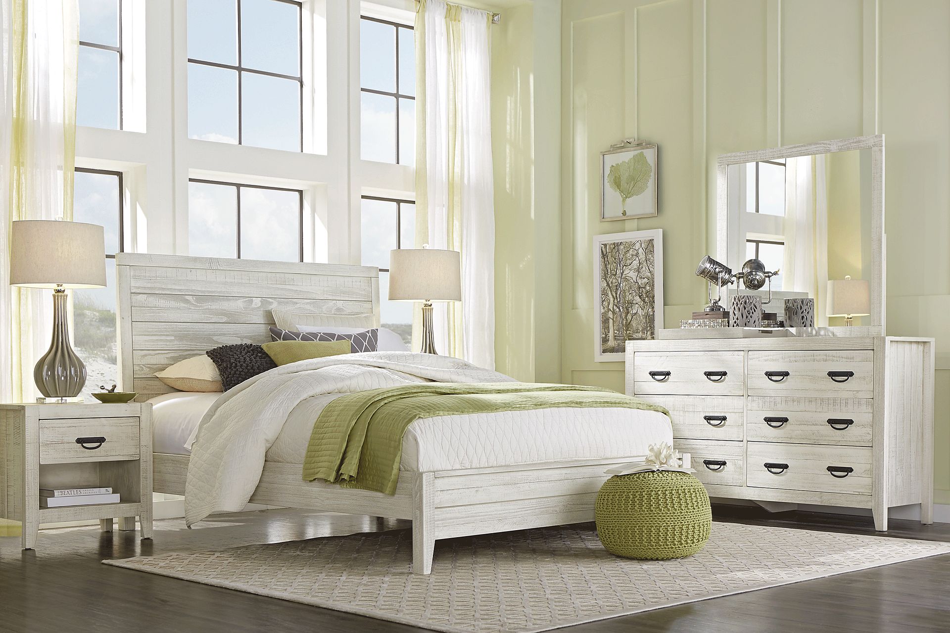 Palm Grove White 8 Pc Queen Panel Bedroom - Image 1
