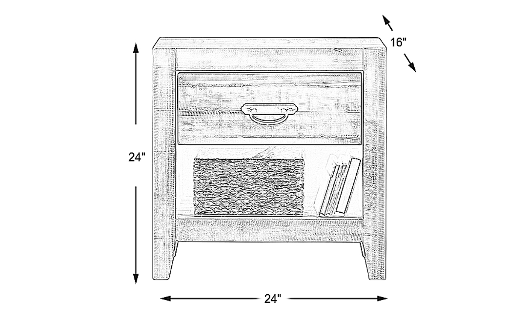 Palm Grove White Open Nightstand