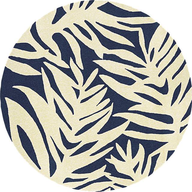 Palm Point Blue 7'10 Round Indoor/Outdoor Rug - Thumbnail - Image 1