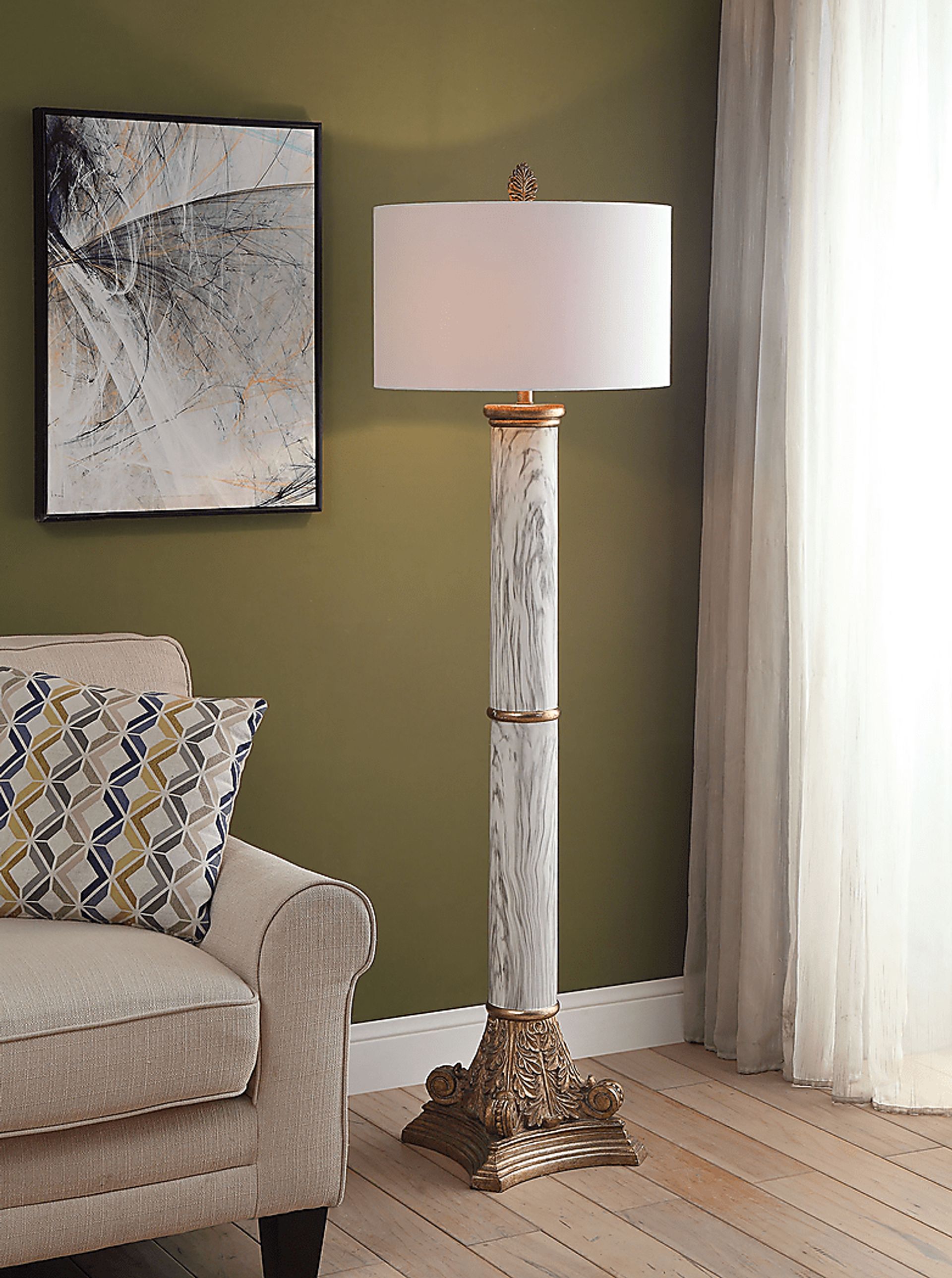 Palm Trace White Floor Lamp - Image 2