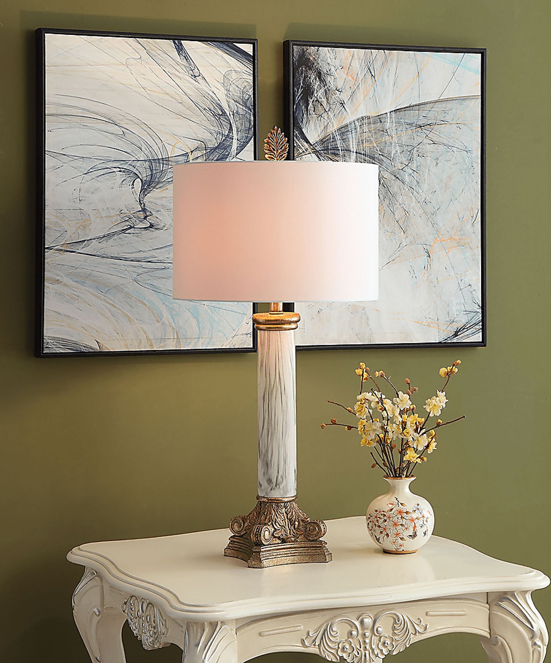 Palm Trace White  Lamp - Image 2