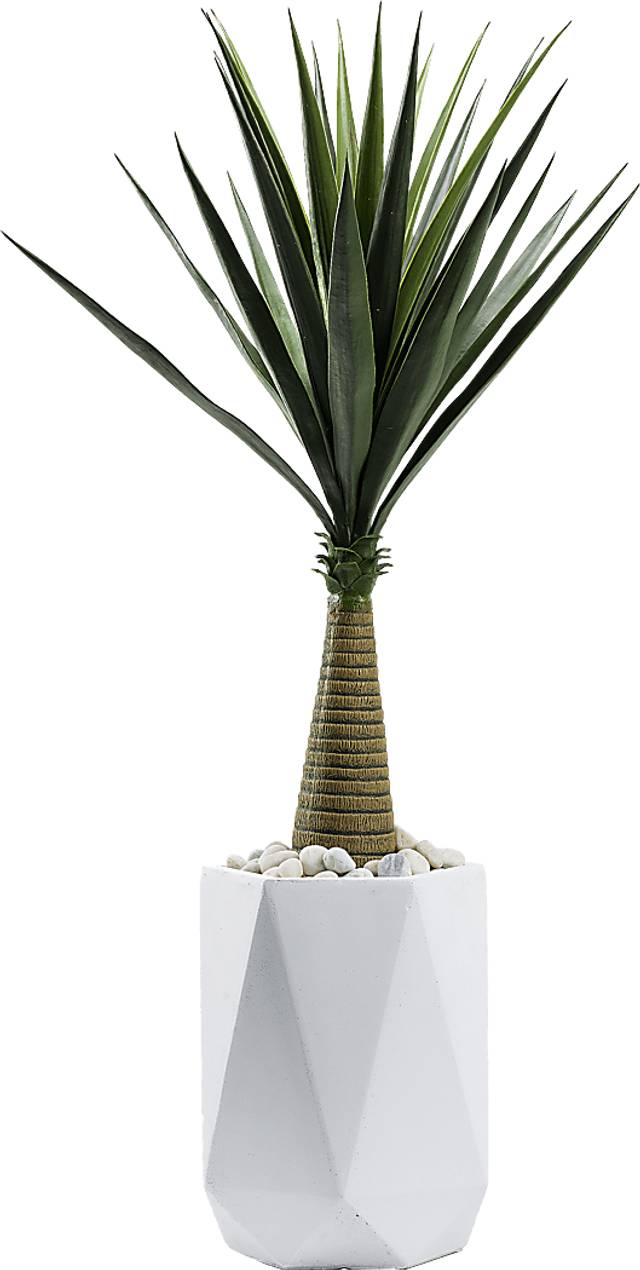 Palmdale Green 54 in. Artificial Sisal Tree in White Planter - Thumbnail - Image 1