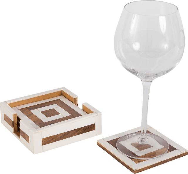 Palmdate White Coaster, Set of 4 - Thumbnail - Image 3