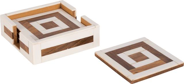 Palmdate White Coaster, Set of 4 - Thumbnail - Image 1