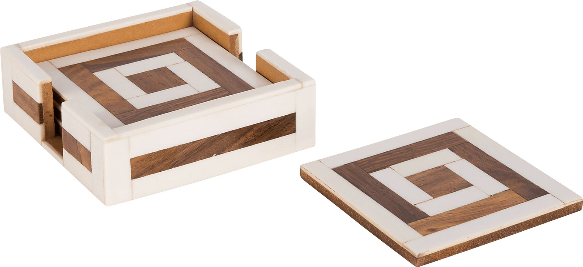 Palmdate White Coaster, Set of 4 - Image 1
