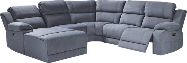 Palmer Point Blue 5 Pc Dual Power Reclining Sectional - Thumbnail - Image 1