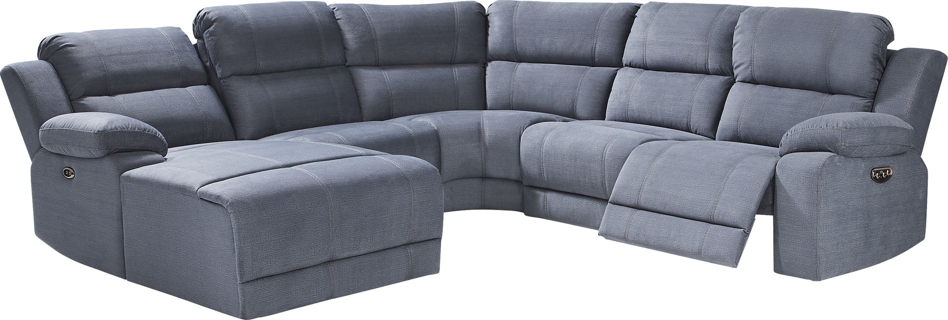 Palmer Point Blue 5 Pc Dual Power Reclining Sectional - Image 1