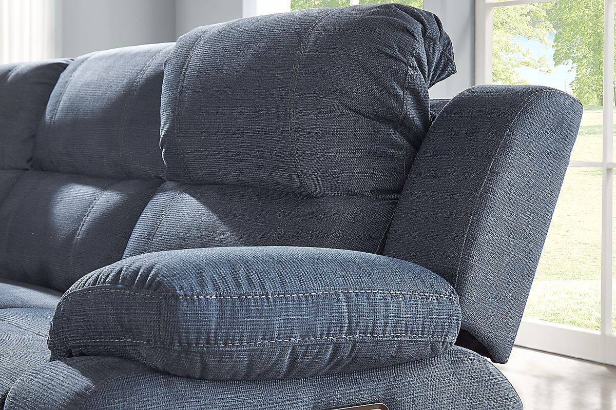 Palmer Point Blue Polyester Fabric 5 Pc Dual Power Reclining Sectional ...