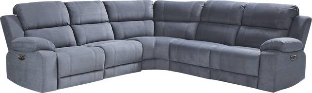 Palmer Point Blue 5 Pc Dual Power Reclining Sectional - Thumbnail - Image 1
