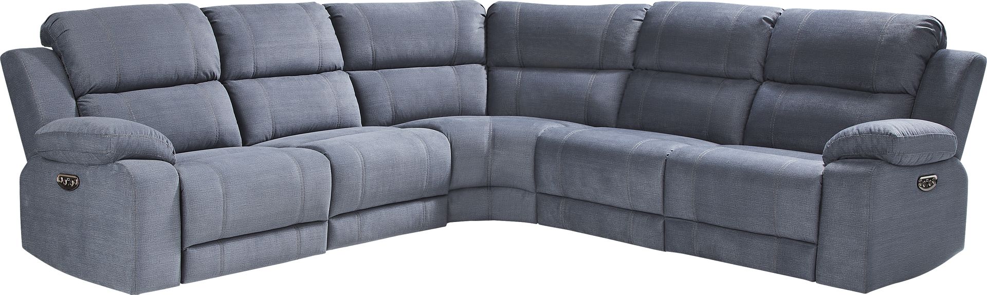 Palmer Point Blue 5 Pc Dual Power Reclining Sectional - Image 1