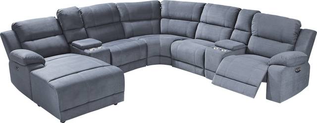 Palmer Point Blue 7 Pc Dual Power Reclining Sectional - Thumbnail - Image 3