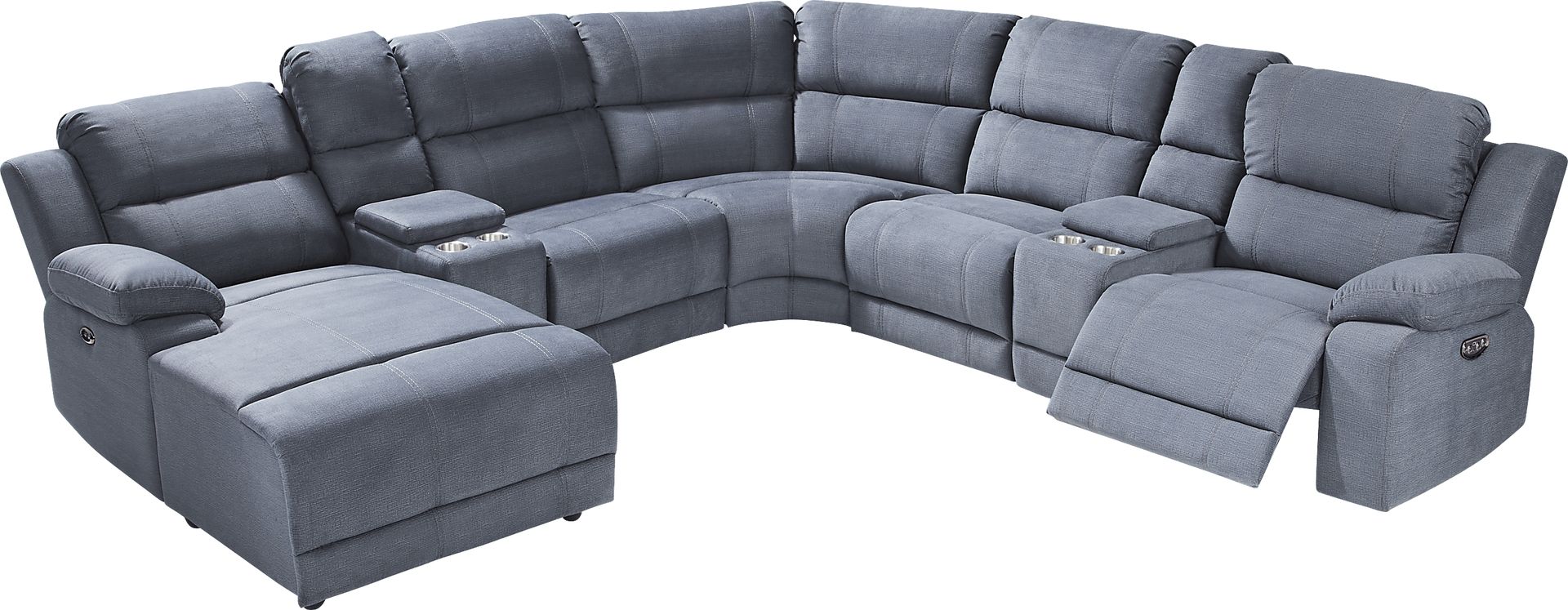 Palmer Point Blue 7 Pc Dual Power Reclining Sectional - Image 3