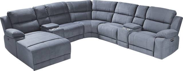 Palmer Point Blue 7 Pc Dual Power Reclining Sectional - Thumbnail - Image 1