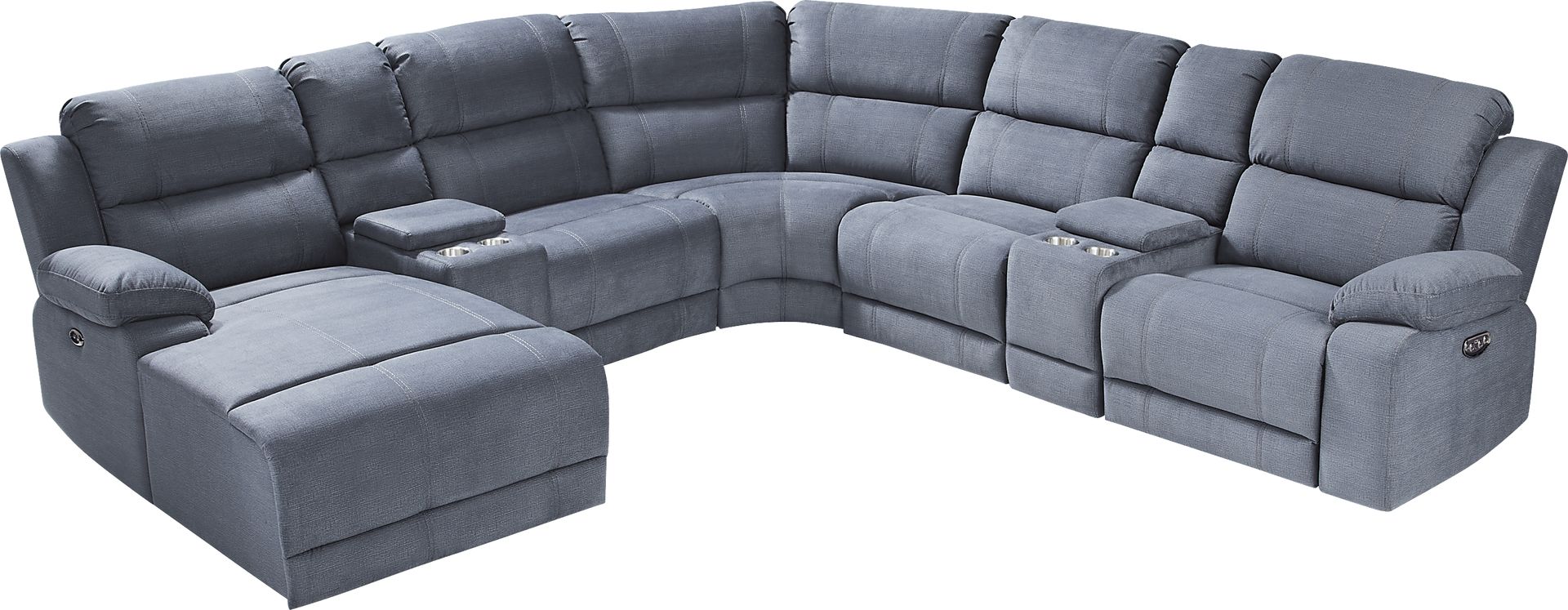 Palmer Point Blue 7 Pc Dual Power Reclining Sectional - Image 1