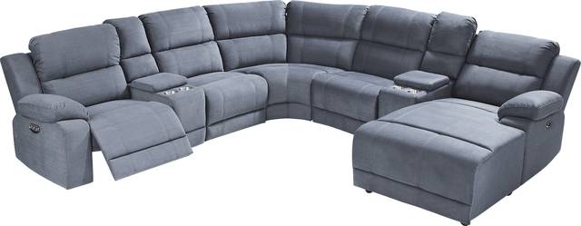 Palmer Point Blue 7 Pc Dual Power Reclining Sectional - Thumbnail - Image 3