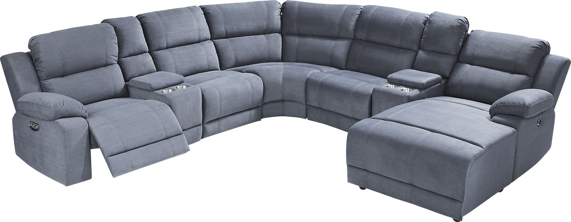 Palmer Point Blue 7 Pc Dual Power Reclining Sectional - Image 3