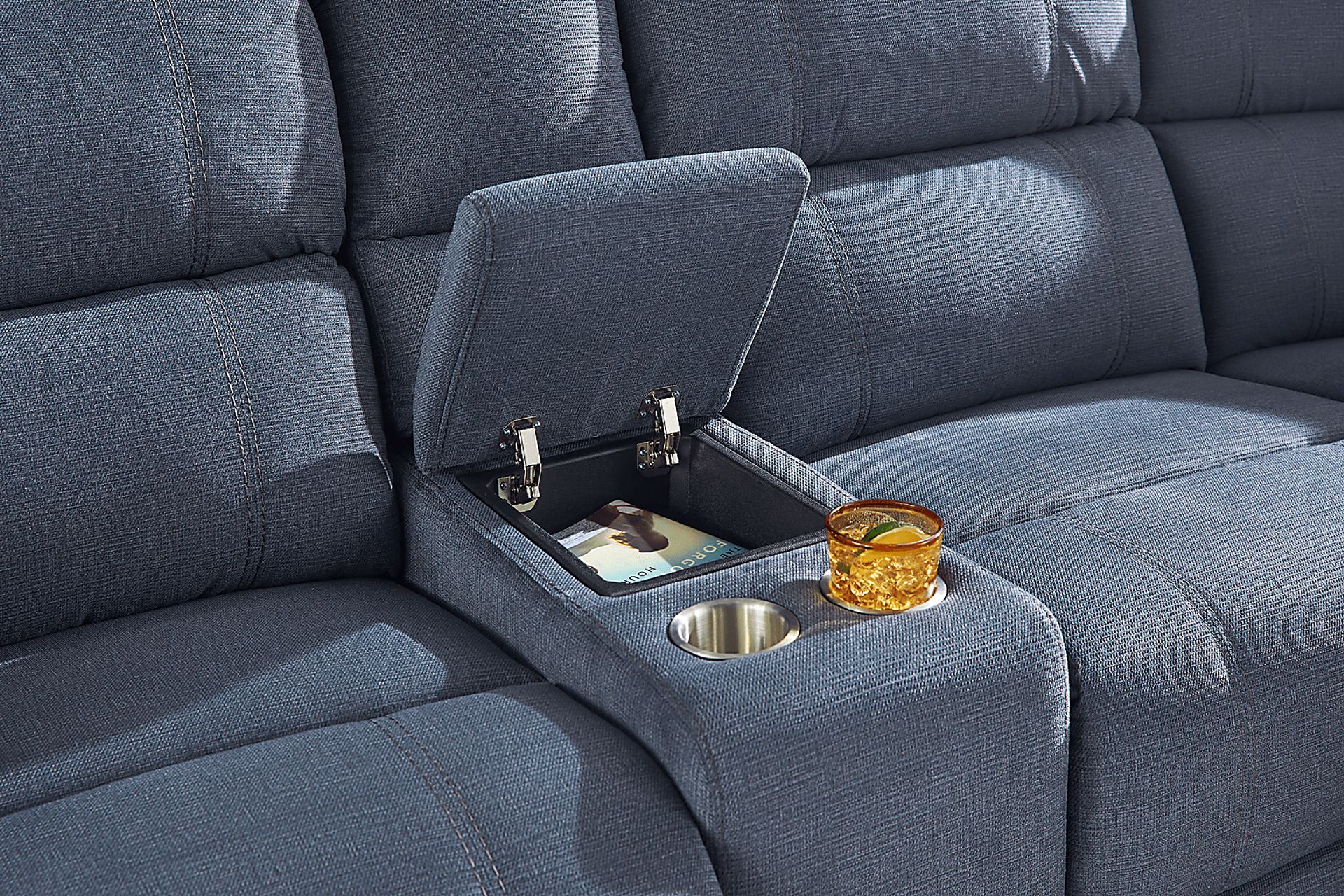 Palmer Point Blue 7 Pc Dual Power Reclining Sectional - Image 4