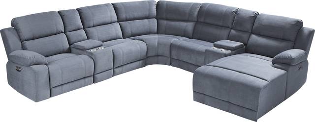Palmer Point Blue 7 Pc Dual Power Reclining Sectional - Thumbnail - Image 1