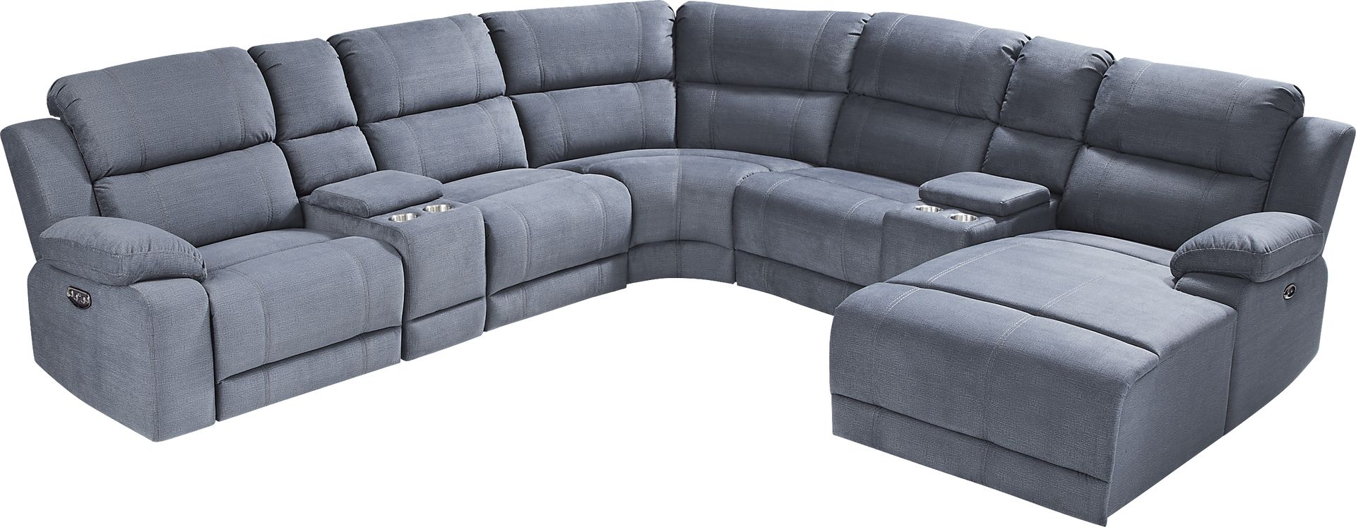 Palmer Point Blue 7 Pc Dual Power Reclining Sectional - Image 1