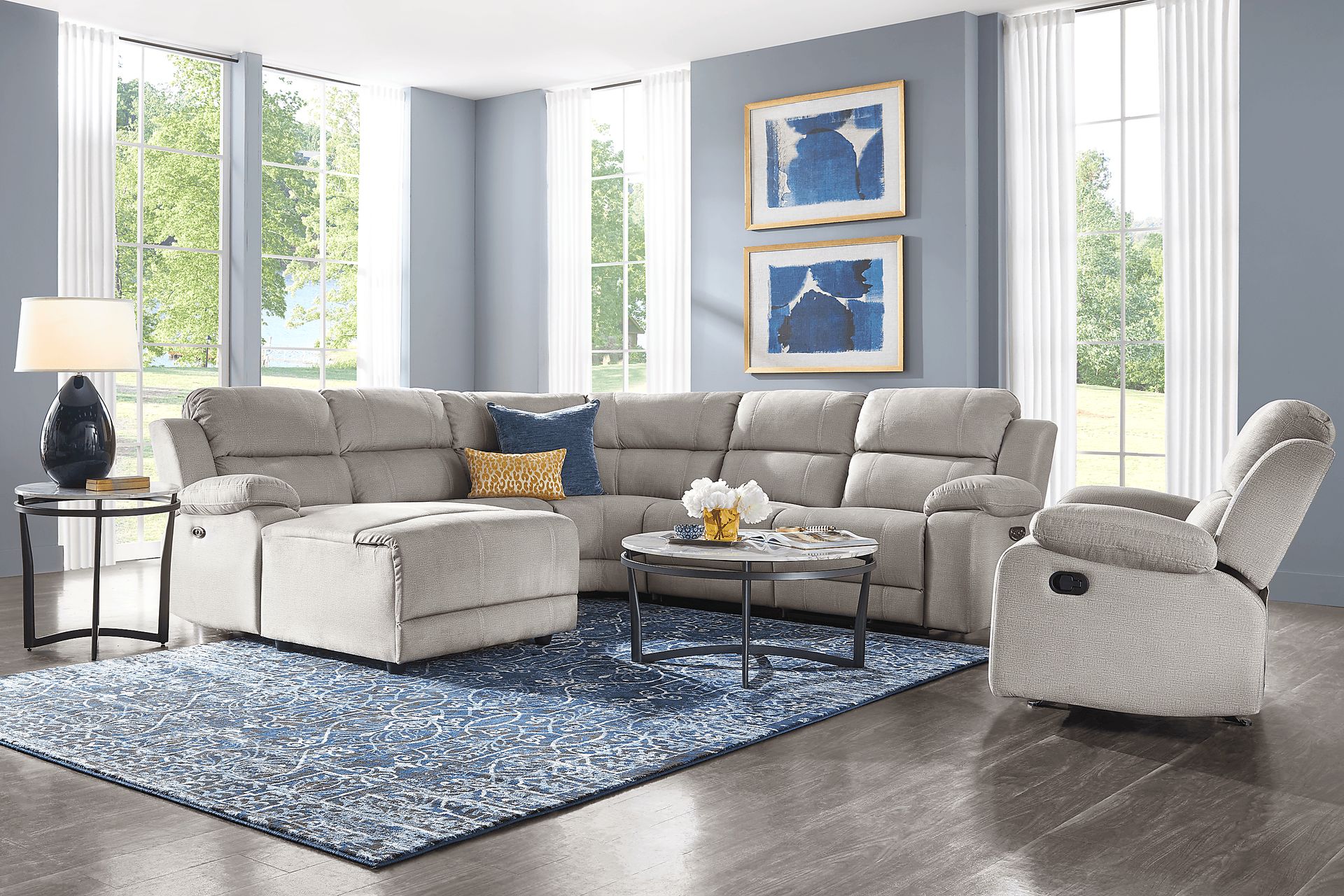Palmer Point Gray 5 Pc Dual Power Reclining Sectional - Image 2