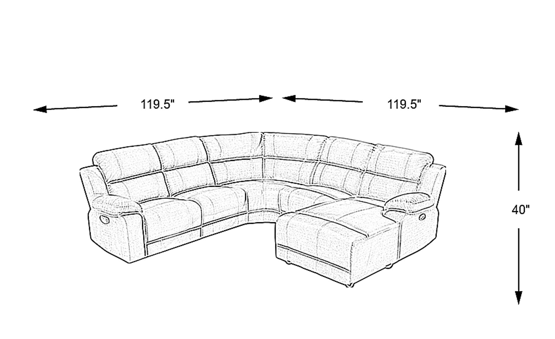 Palmer Point Gray Polyester Fabric 5 Pc Dual Power Reclining Sectional ...