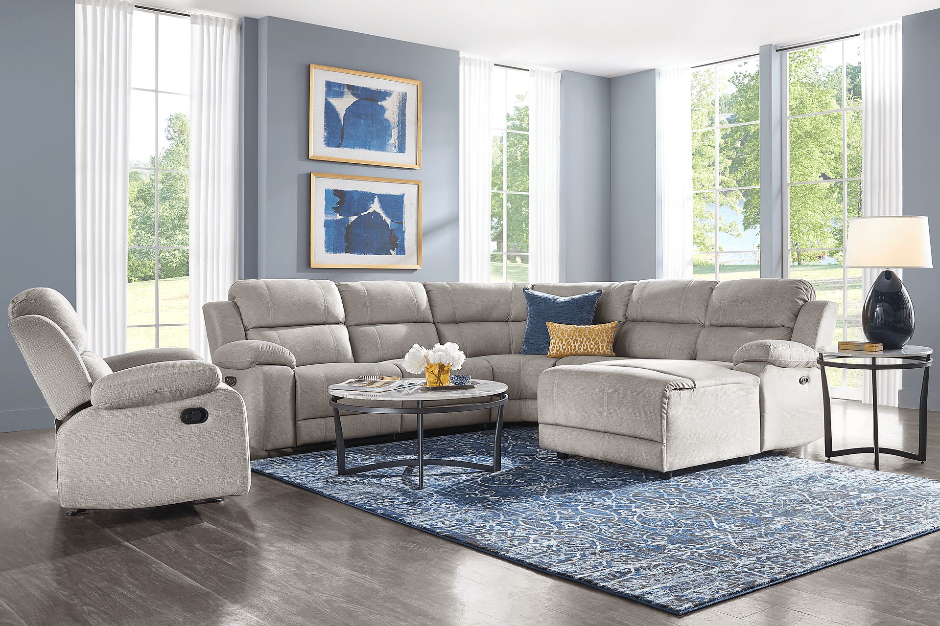 Palmer Point Gray 5 Pc Dual Power Reclining Sectional - Image 2