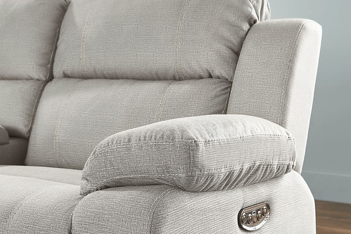Palmer Point Gray Polyester Fabric 5 Pc Dual Power Reclining Sectional ...
