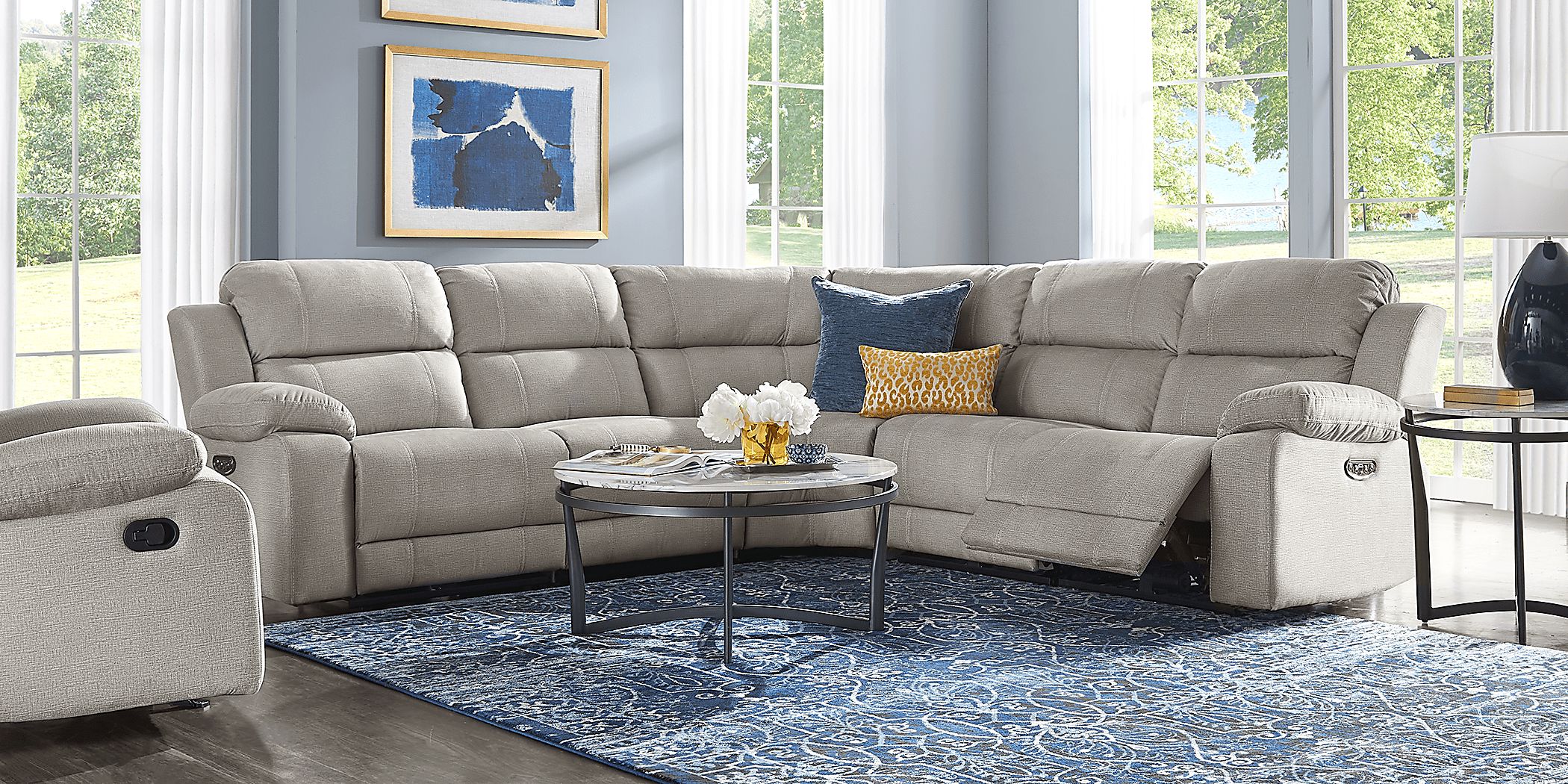Palmer Point Gray 5 Pc Dual Power Reclining Sectional Rooms To Go
