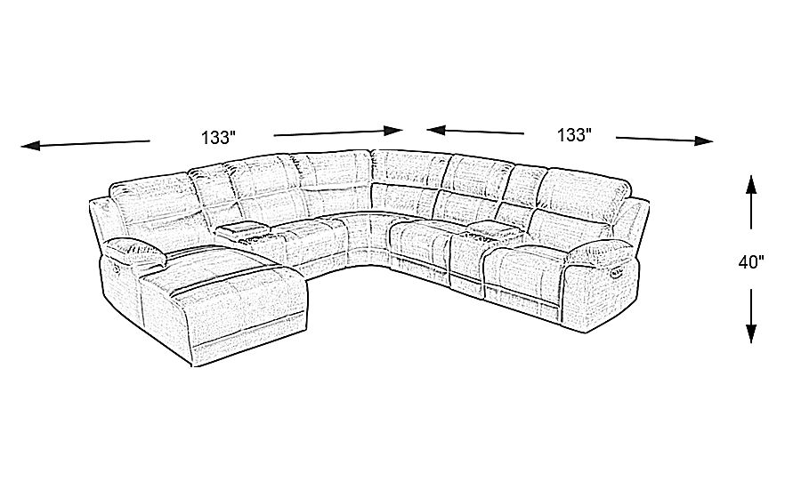 Palmer Point Gray Polyester Fabric 7 Pc With Chaise Left Dual