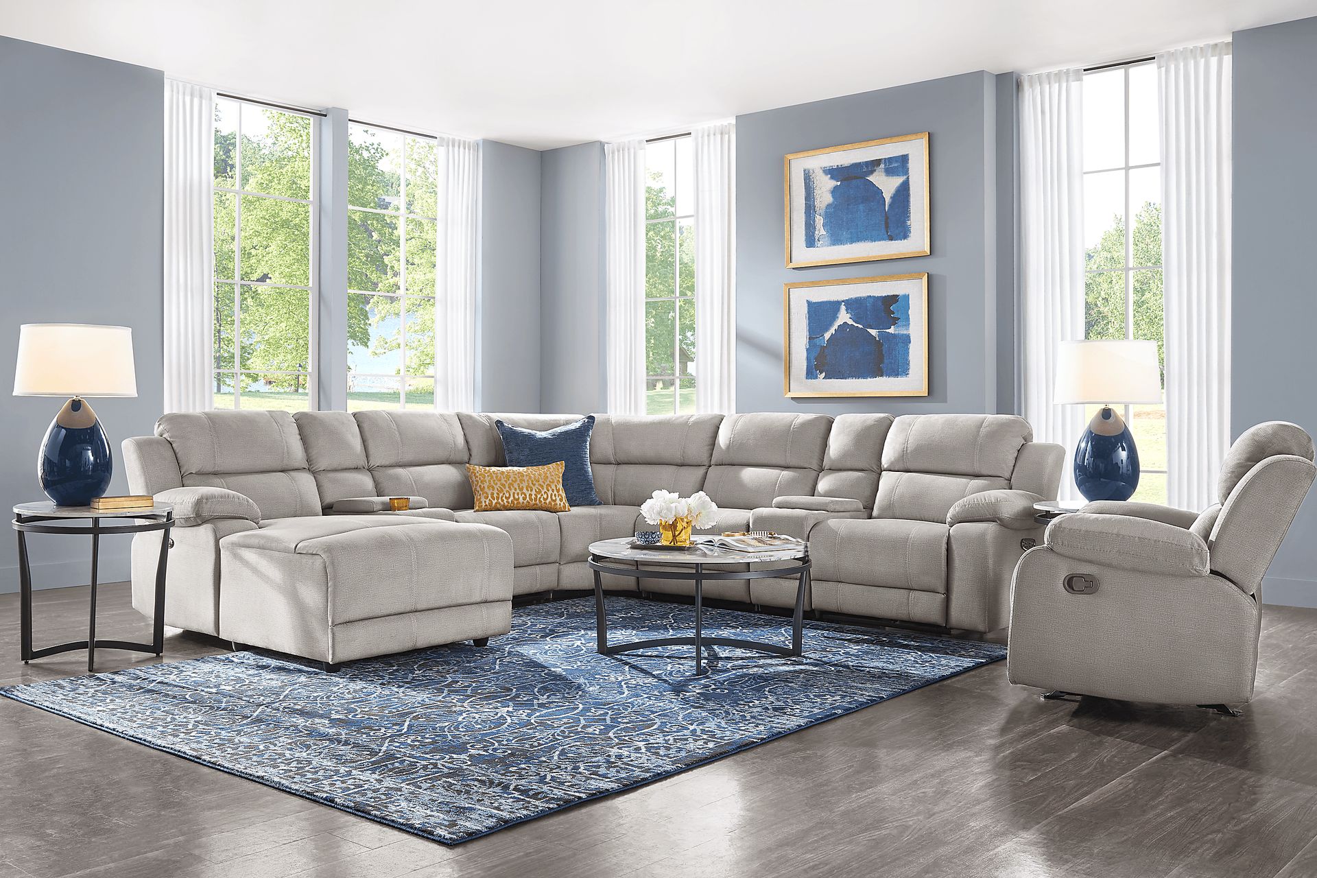 Palmer Point Gray 7 Pc Dual Power Reclining Sectional - Image 2