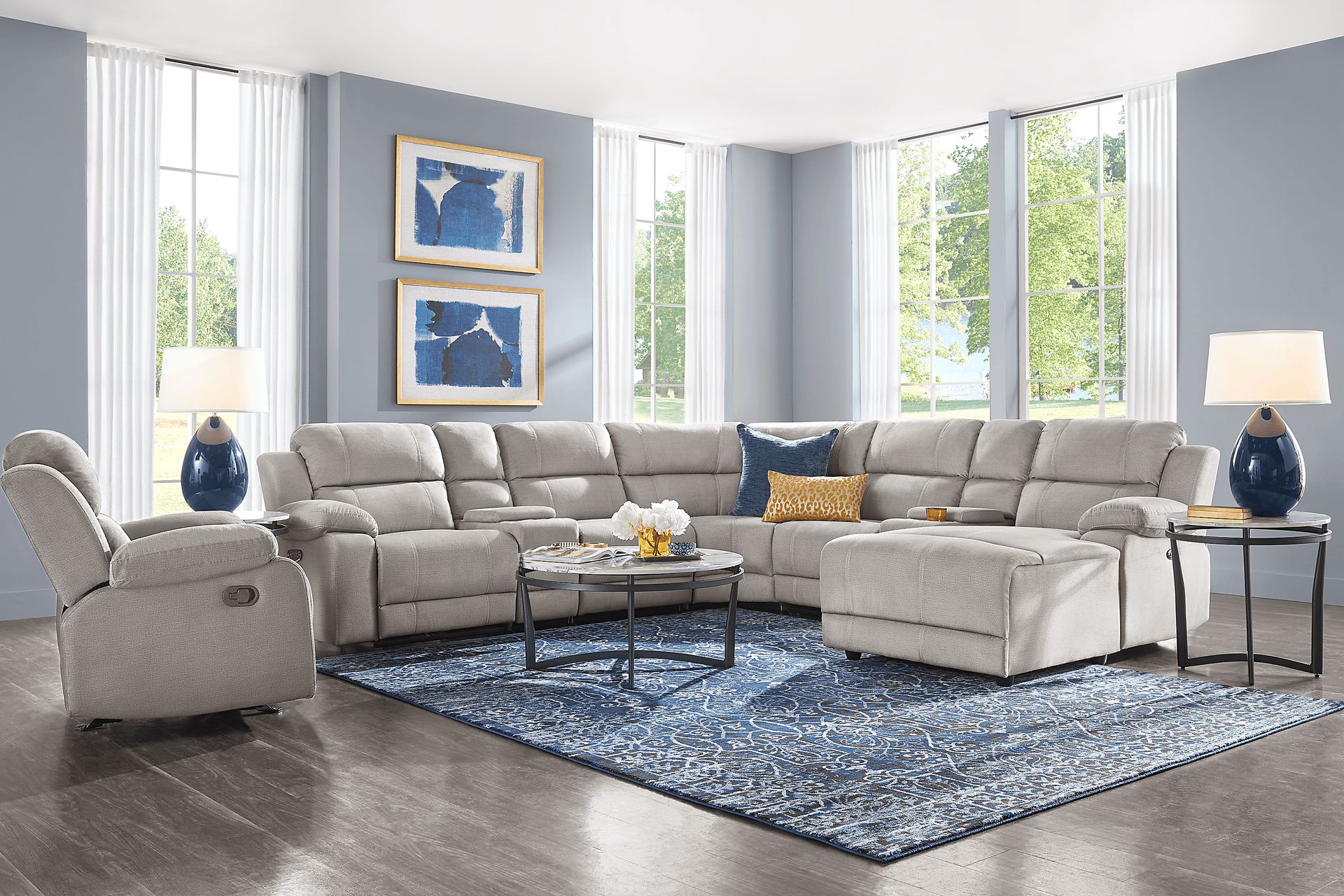 Palmer Point Gray 7 Pc Dual Power Reclining Sectional - Image 2