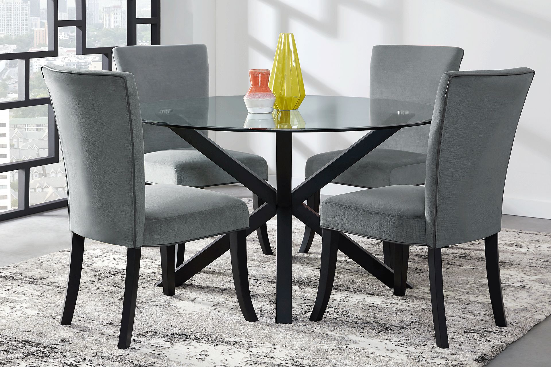 Palmetto Way Black 5 Pc Dining Set with Gray Chairs - Image 1