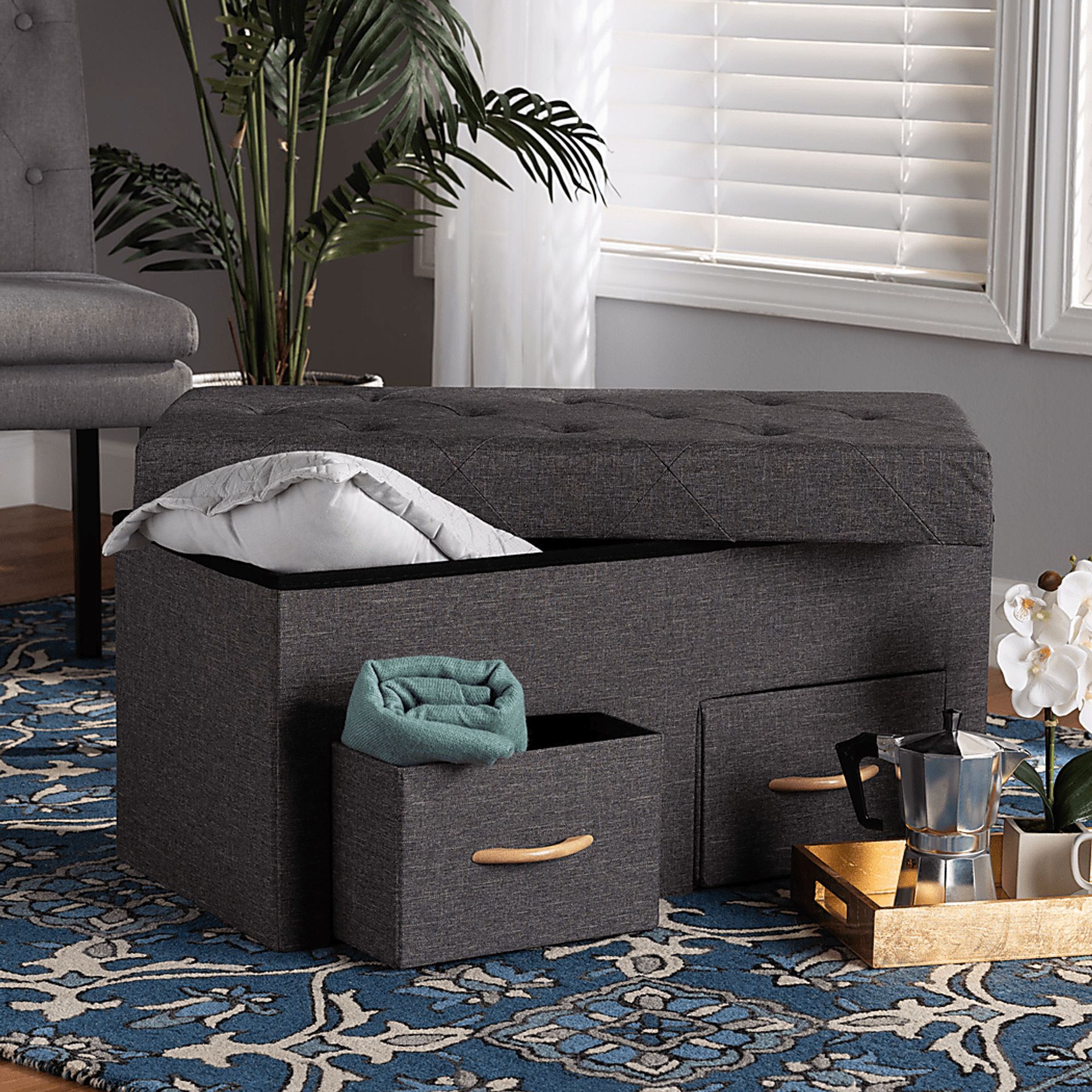 Palmya Dark Gray Ottoman - Image 8