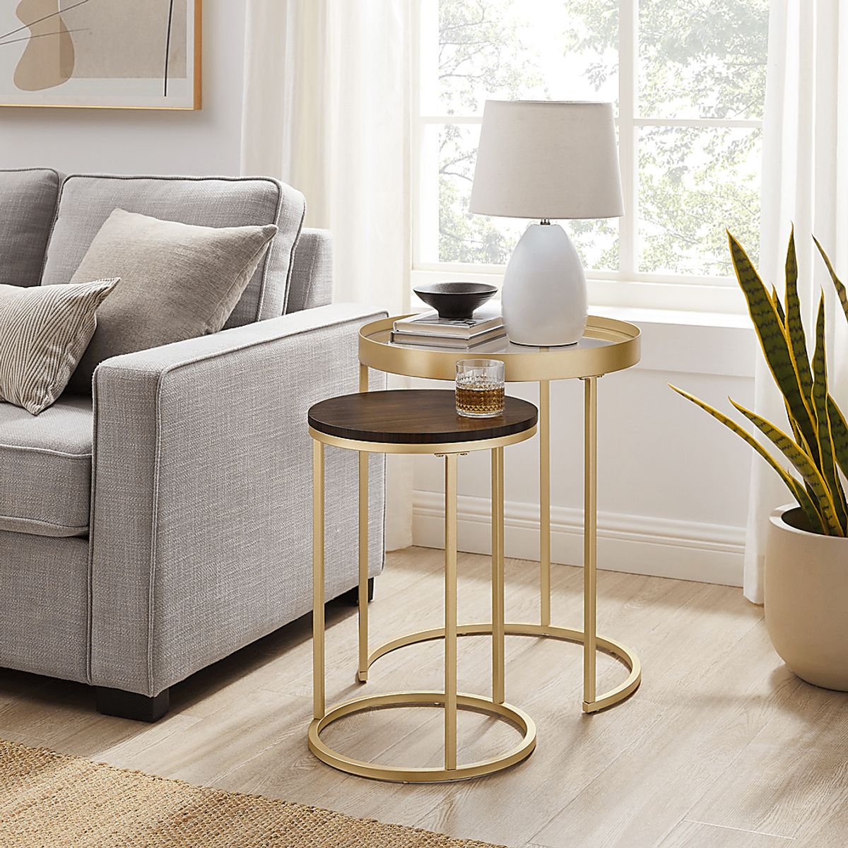 Palmyer Gold Colors,metal Nesting Tables, Set Of 2 