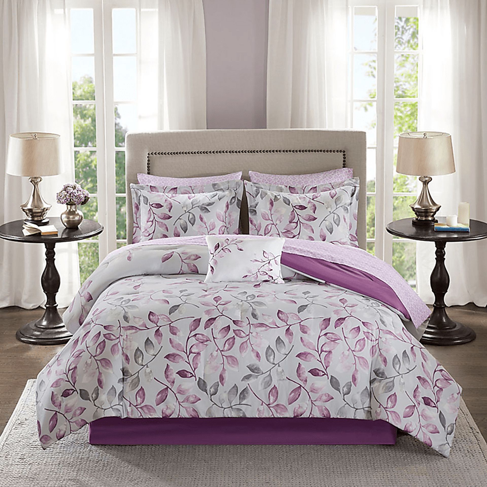 Palmyra Purple 9 Pc Queen Comforter Set - Image 6