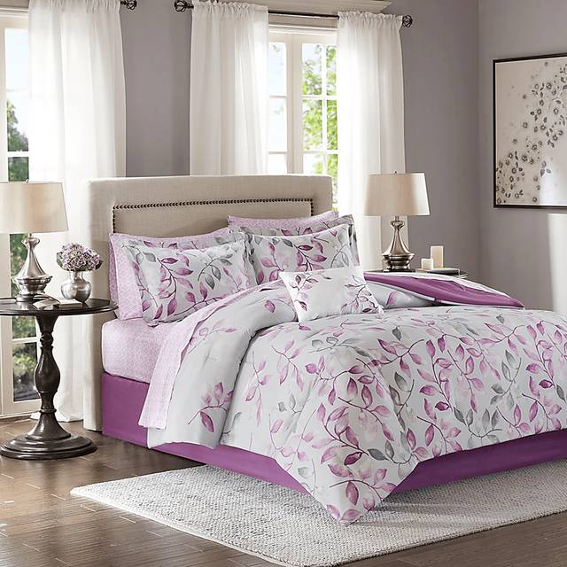 Palmyra Purple 9 Pc Queen Comforter Set - Thumbnail - Image 1