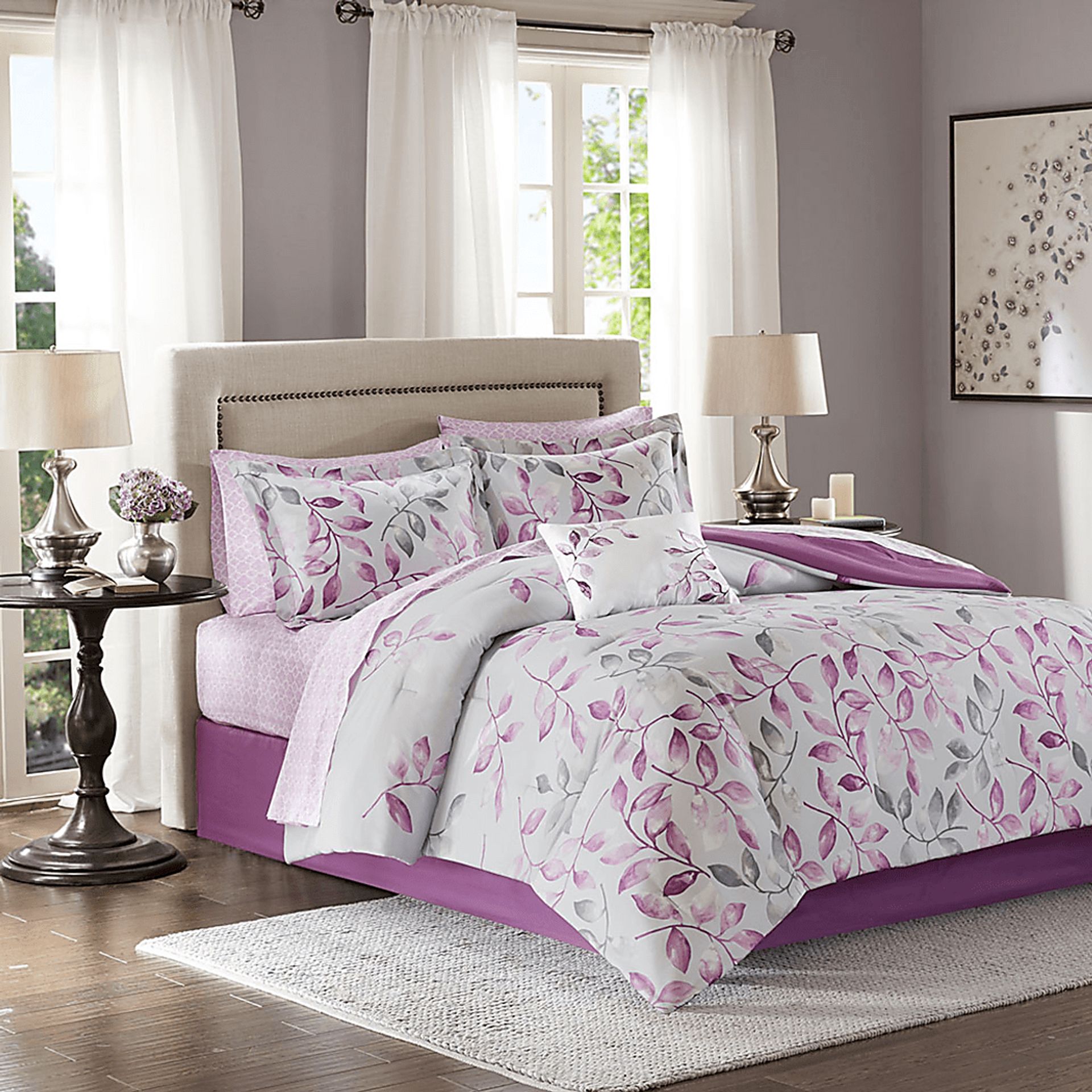 Palmyra Purple 9 Pc Queen Comforter Set - Image 1