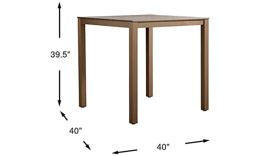 Paloma Brown 40 in. Square Outdoor Bar Height Dining Table with Umbrella Hole