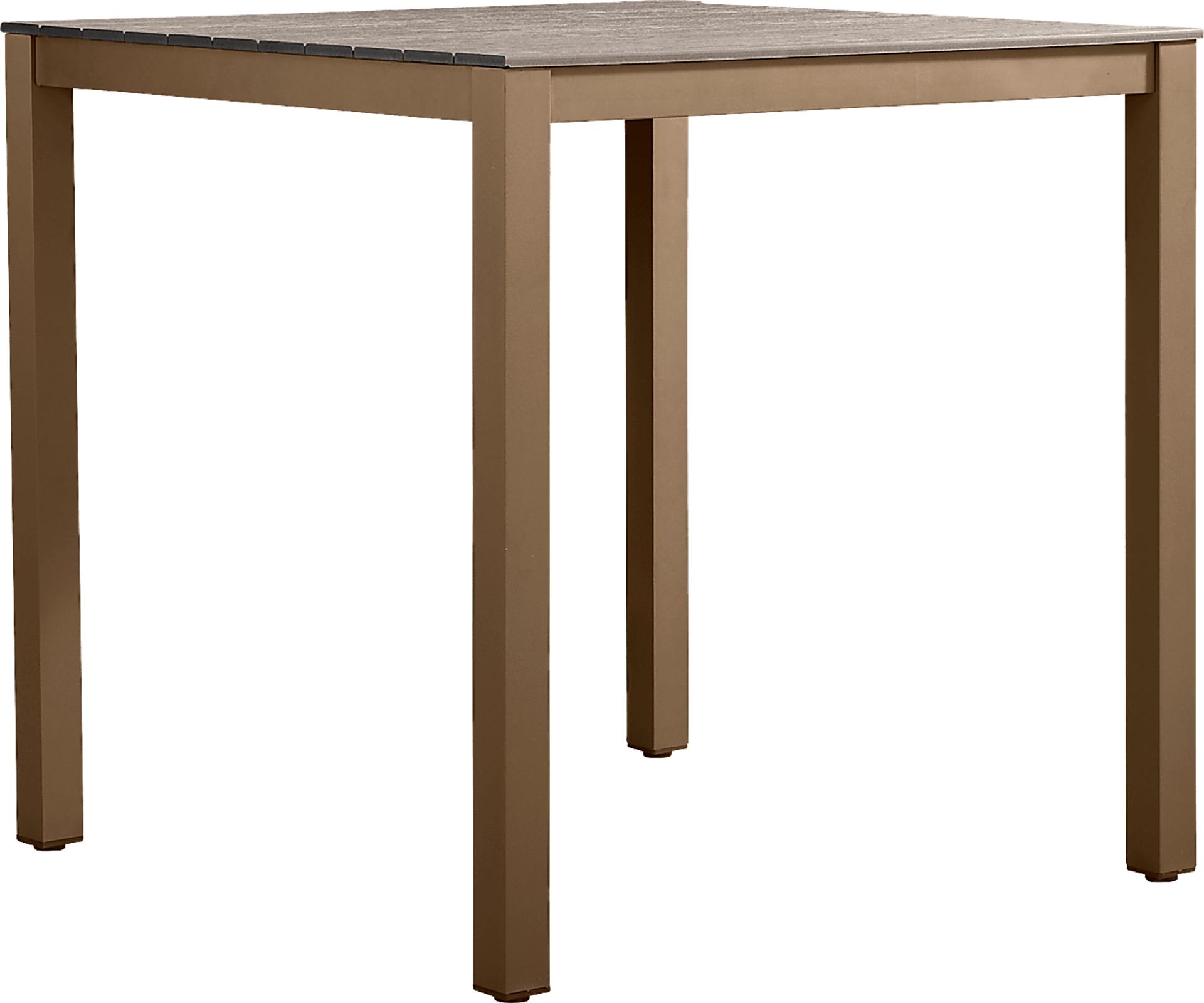Paloma Brown 40 in. Square Outdoor Bar Height Dining Table with Umbrella Hole