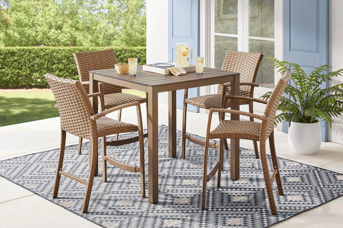 Paloma Brown 5 Pc 40 in. Square Outdoor Bar Height Dining Set