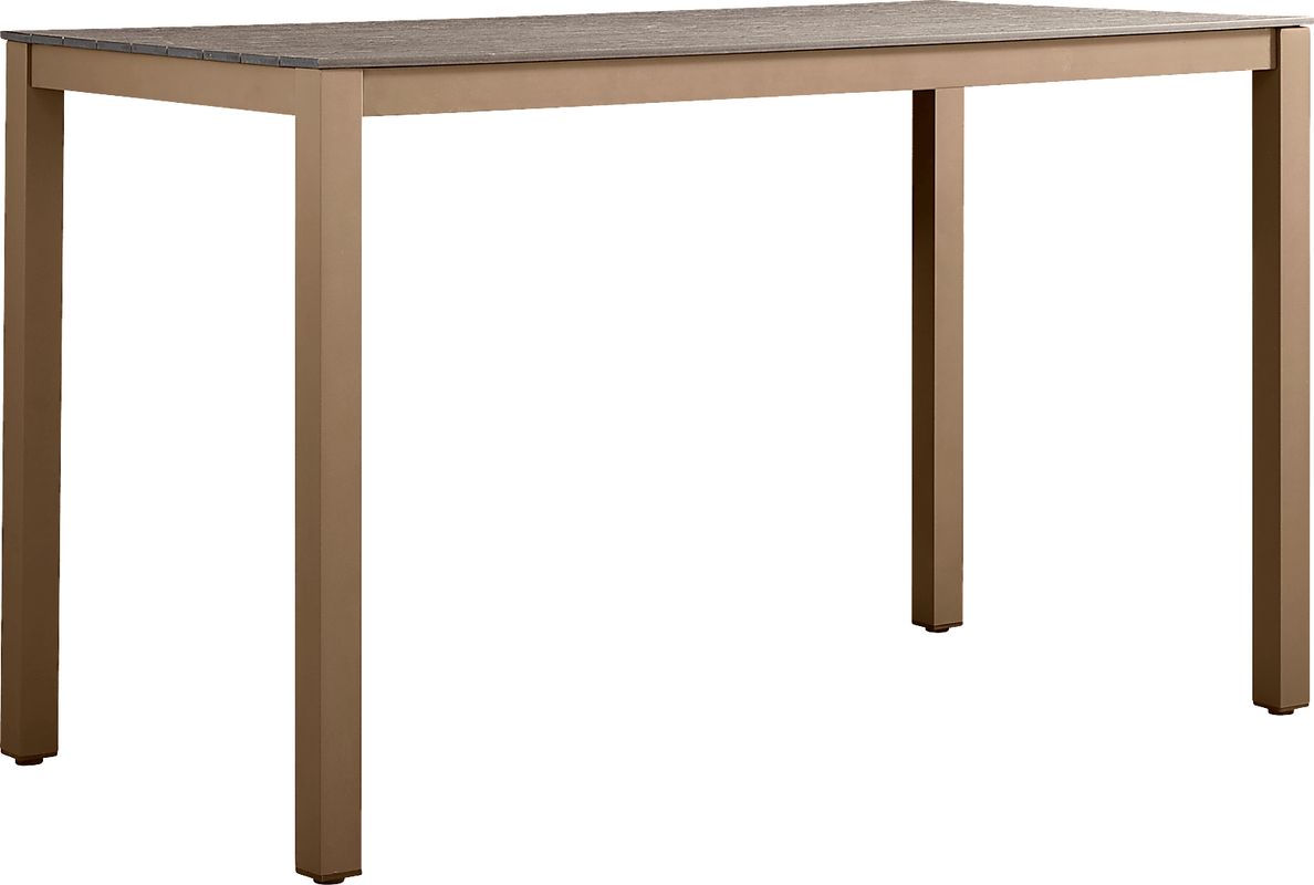 Paloma Brown 65 in. Outdoor Bar Height Dining Table with Umbrella Hole