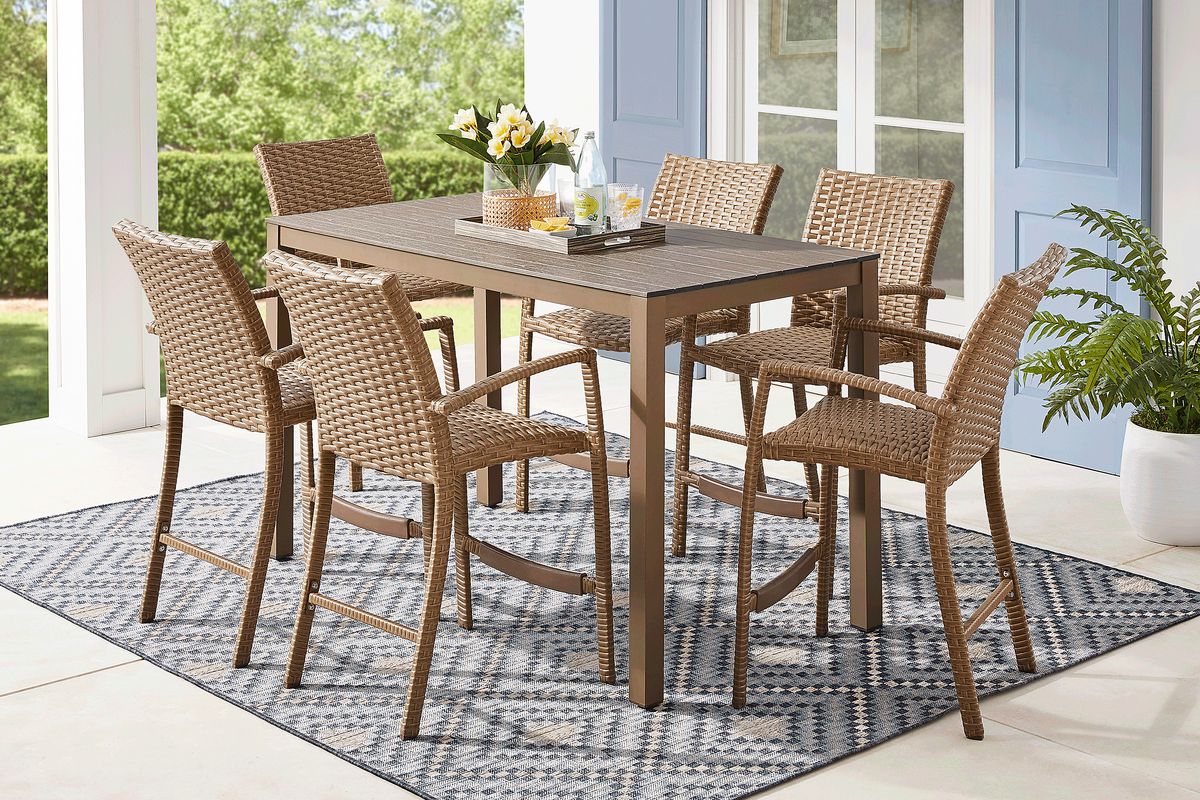 Paloma Brown 7 Pc 65 in. Outdoor Bar Height Dining Set