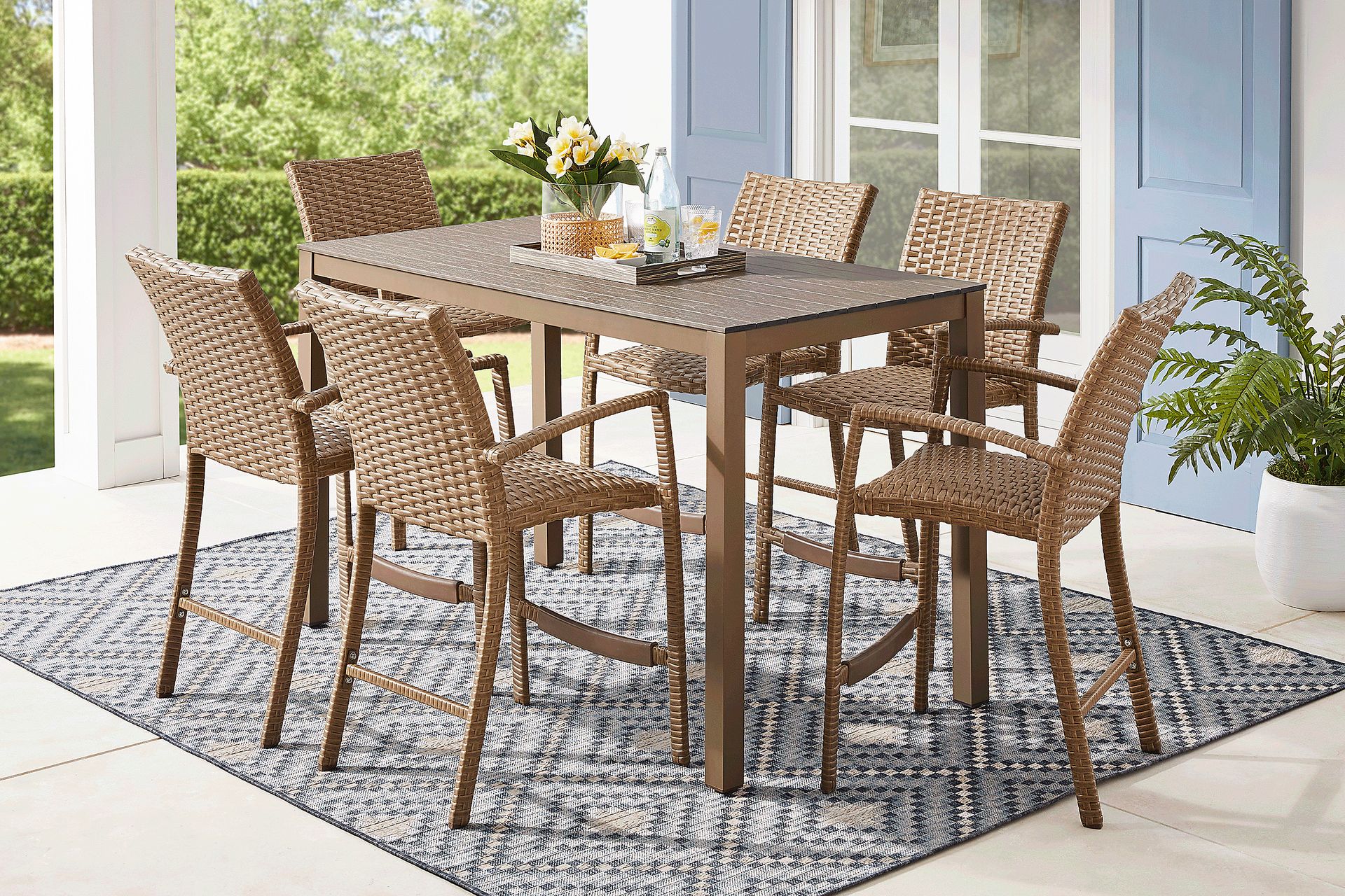 Paloma Brown 7 Pc 65 in. Outdoor Bar Height Dining Set - Image 1